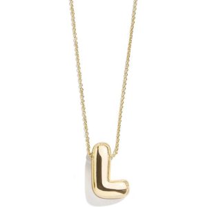 Gold Bubble Initial Necklace - L