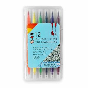 iHeartArt 12 Brush Tip + Fine Tip Markers