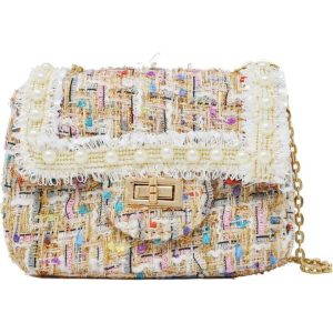 Classic Tweed Pearl Bag - White