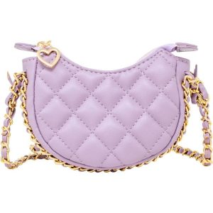 Tiny Quilted Chain Wrapped Hobo Bag - Purple