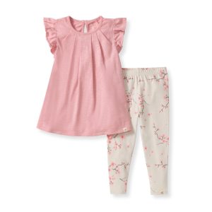 Slub Tunic & Cherry Blossoms Pants Set