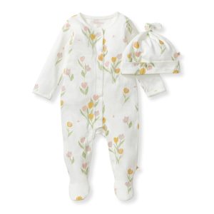 Tulip Fields Baby Girl Jumpsuit & Hat Set